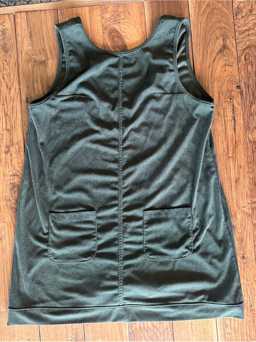 Olive Green Corduroy Overalls Dress